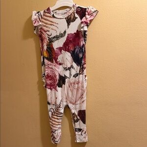 Posh Peanut Cream Jumpsuit with Pink Floral Print